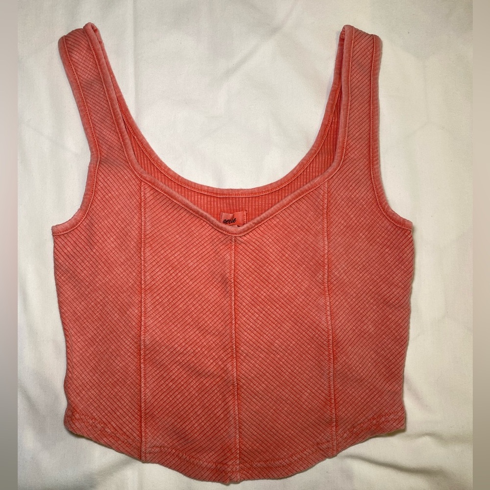 Aerie Crop Top Coral Ribbed